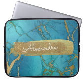 Blau und Marmor mit Goldfolie und Glitzer Laptopschutzhülle (Vorderseite)