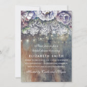 Blau und Maroon Rustikales Brautparty Einladung (Vorderseite)