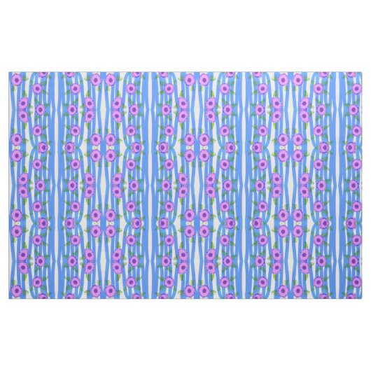 Blau und Mauve Floral Stoff (Fat Quarter (45,7 x 55,9 cm))