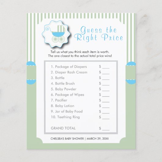 Blau und Minze Grüne Buggy - Preis Flyer (Vorne)