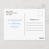 Blau- und Navy-Blume mit Foliage Brautparty Postkarte (Rückseite)