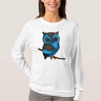Blau und niedliche Eule Browns auf die T-Shirt