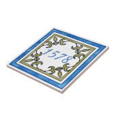 Blau-und Olivgrün-kleine Hausnummer Fliese (Seite)