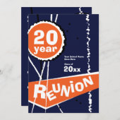 Blau und Orange 20 Einladung (Vorne/Hinten)