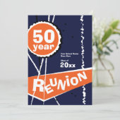 Blau und Orange 50 Einladung (Stehend Vorderseite)