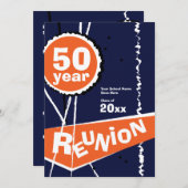 Blau und Orange 50 Einladung (Vorne/Hinten)