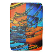 Blau und Orange Abstrakt Badematte (Vorderseite Vertikal)