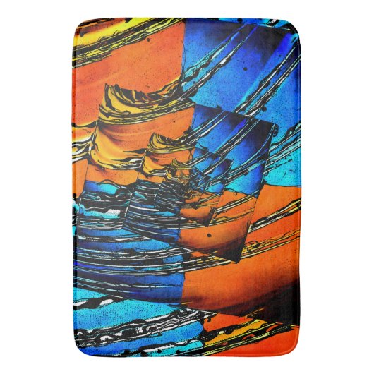 Blau und Orange Abstrakt Badematte (Vorderseite Vertikal)