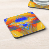 Blau und Orange Abstrakt Getränkeuntersetzer (Linke Seite)
