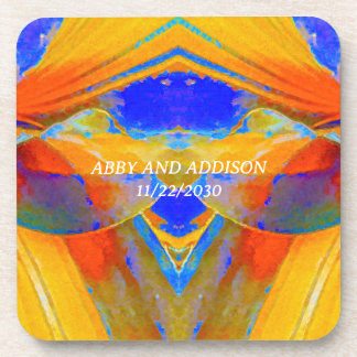 Blau und Orange Abstrakt Getränkeuntersetzer