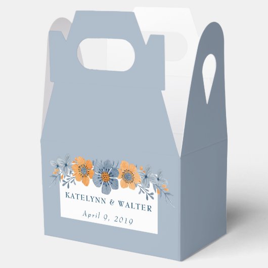 Blau und Orange Blume Hellblaue Gastgeschenk Hochz Geschenkschachtel (Geöffnet)