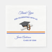 Blau und Orange Cap & Tassel | Graduierungspartei Serviette (Vorderseite)