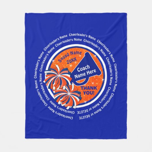 Blau und Orange, Cheer Coach Geschenk, Chef Blanke Fleecedecke (Vorderseite)