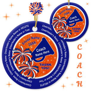 Blau und Orange, Cheerleading-Trainer-Ornamente Keramik Ornament