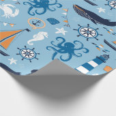 Blau und Orange des Meeres Geschenkpapier (Ecke)