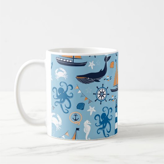 Blau und Orange des Meeres Kaffeetasse (Links)