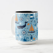 Blau und Orange des Meeres Zweifarbige Tasse (Vorderseite Links)