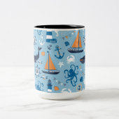 Blau und Orange des Meeres Zweifarbige Tasse (Mittel)