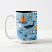 Blau und Orange des Meeres Zweifarbige Tasse (Links)