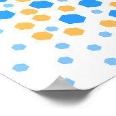 Blau und Orange Hexagons. Poster (Ecke)