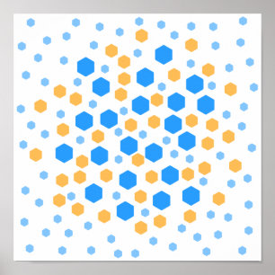 Blau und Orange Hexagons. Poster