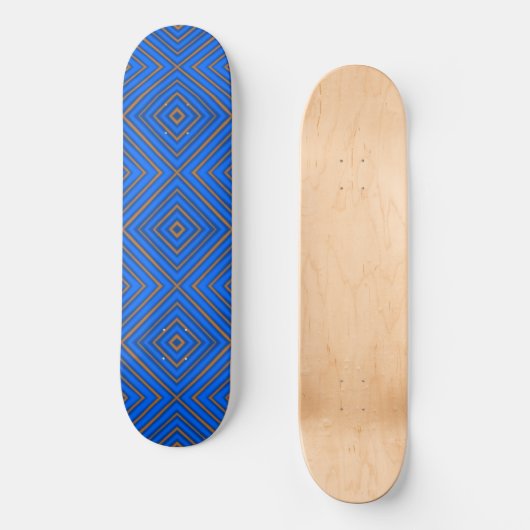 Blau und orange Hypnothek Moderne Pop Art Skateboard (Vorderseite)
