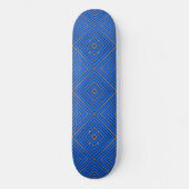 Blau und orange Hypnothek Moderne Pop Art Skateboard (Vorderseite)