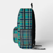 Blau und Orange Kariert Bedruckter Rucksack (Rechts)