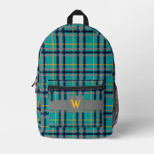 Blau und Orange Kariert Bedruckter Rucksack (Vorderseite)