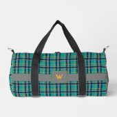Blau und Orange Kariert Duffle Bag (Vorderseite)