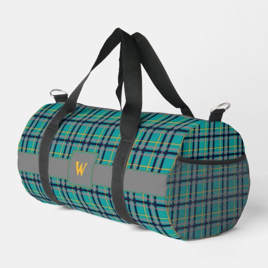 Blau und Orange Kariert Duffle Bag (Rechte Ecke)