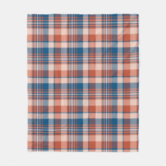 Blau und Orange Kariert Fleece Blanket (Vorderseite)