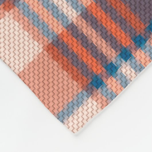 Blau und Orange Kariert Fleece Blanket (Ecke)