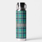 Blau und Orange Kariert Trinkflasche (Rückseite)