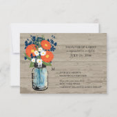Blau und Orange Mason Jar Wood | UAWG RSVP Karte (Vorderseite)