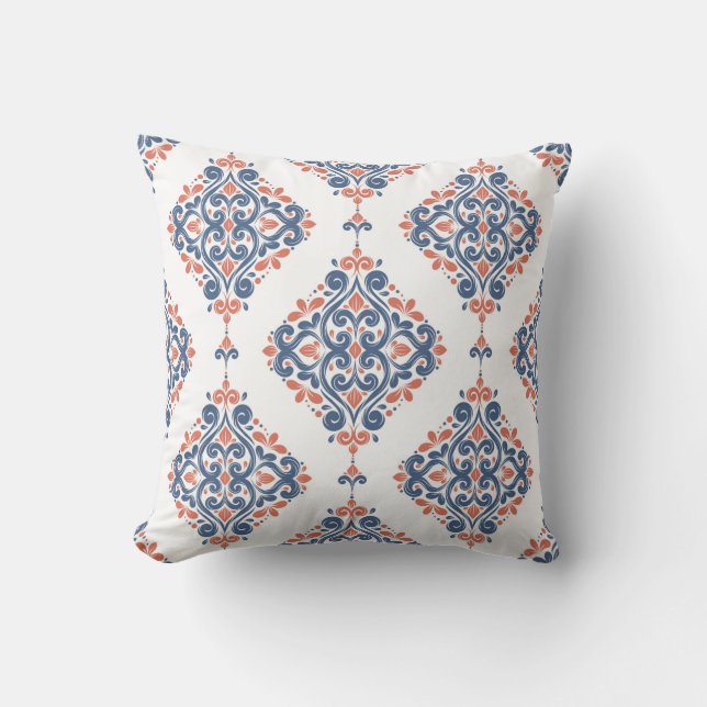Blau und orange ornamental seamless pattern. Vinta Kissen (Vorderseite)