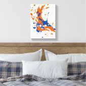 Blau und Orange Paint Spritzer Leinwanddruck (Insitu (Schlafzimmer))