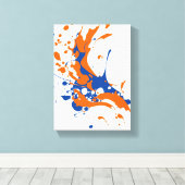Blau und Orange Paint Spritzer Leinwanddruck (Insitu (Holzboden))