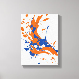 Blau und Orange Paint Spritzer Leinwanddruck