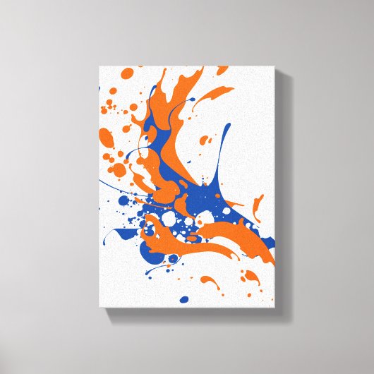 Blau und Orange Paint Spritzer Leinwanddruck (Vorderseite)