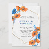 Blau und Orange Poppy Geometric Wedding (Vorderseite)