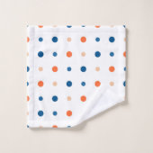 blau und orange Punkte Badhandtuch Set (Waschlappen)