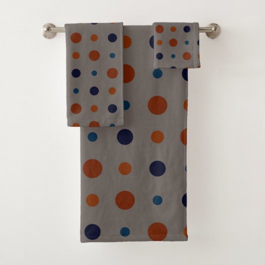 blau und orange Punkte Badhandtuch Set (Insitu)