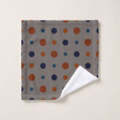 blau und orange Punkte Badhandtuch Set (Waschlappen)