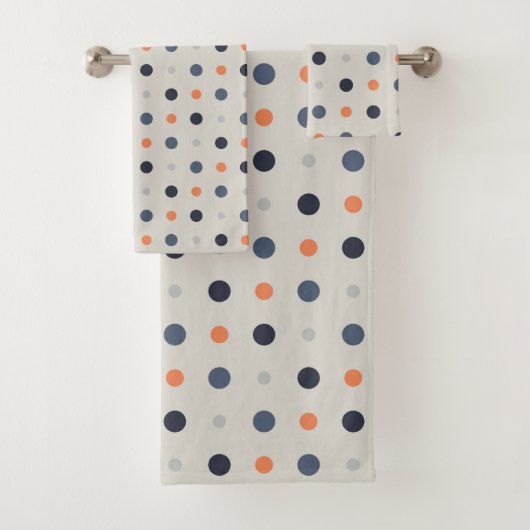 blau und orange Punkte Badhandtuch Set (Insitu)