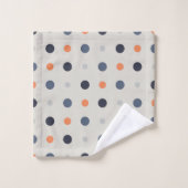 blau und orange Punkte Badhandtuch Set (Waschlappen)