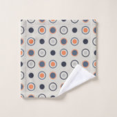 blau und orange Punkte Badhandtuch Set (Waschlappen)