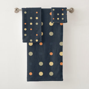 blau und orange Punkte Badhandtuch Set