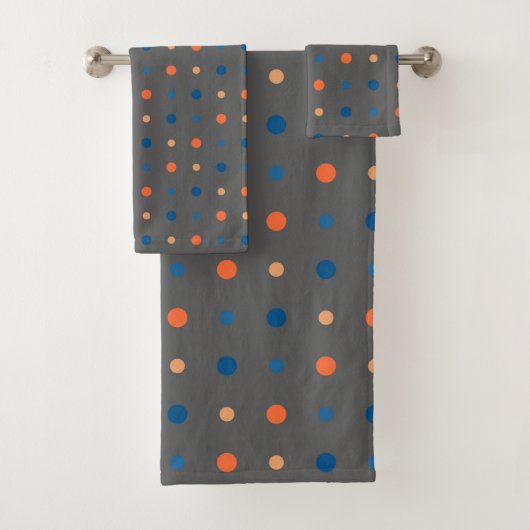 blau und orange Punkte Badhandtuch Set (Insitu)