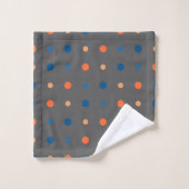 blau und orange Punkte Badhandtuch Set (Waschlappen)